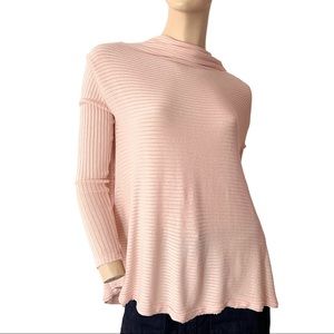 Free People peach mock neck open back ribbed long sleeve top- small